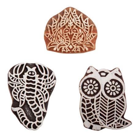 Set of 3 Piece New Mix Wooden Printing Blocks